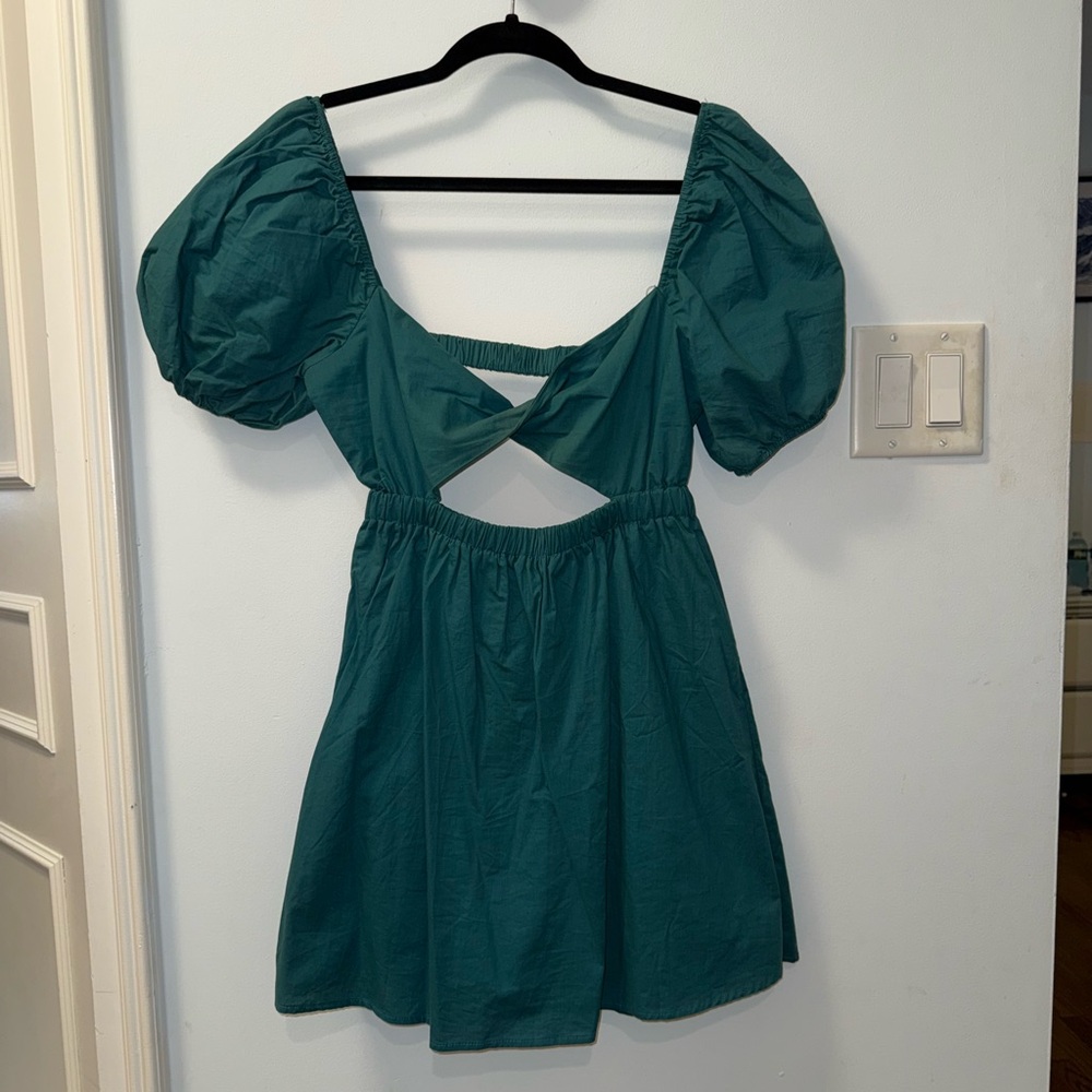 Teal Puff Sleeve Dress - Lelis